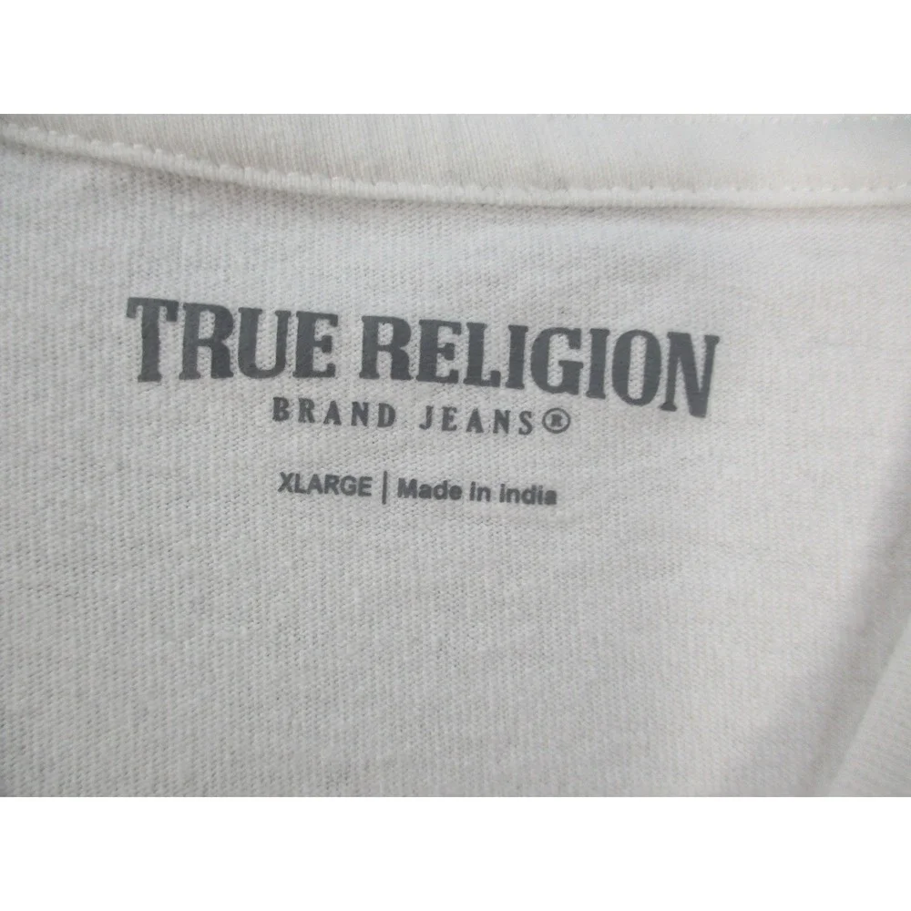 True Religion Mens White Graphic T-Shirt Made‎ Fresh Burger Ice Cream Large